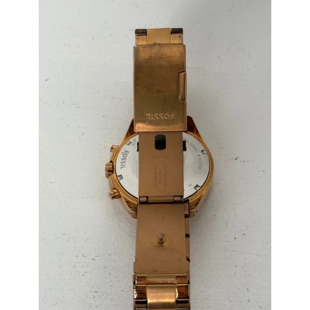 Fossil Rose Gold Tone Stainless Steel Crystal Bezel Chronograph Watch ES3352